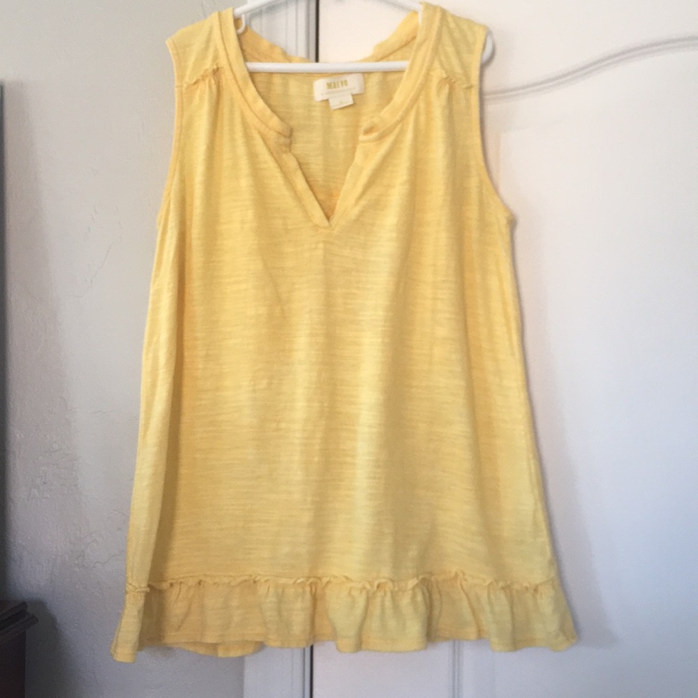 •Maeve by Anthropologie Goldenrod Yellow Ruffled Tank Top•